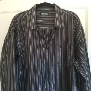 Monti Cello Striped Black, Gold & Silver Shirt